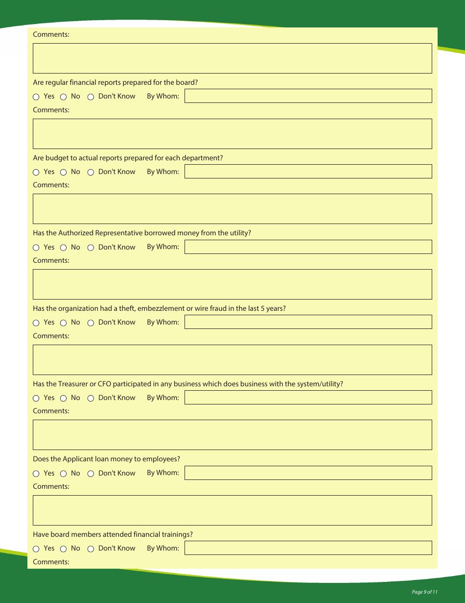 Funding Application - State Revolving Loan Programs - Vermont, Page 9