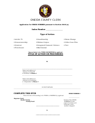 Document preview: Application for Index Number Pursuant to Section 8018 (A) - Oneida County, New York