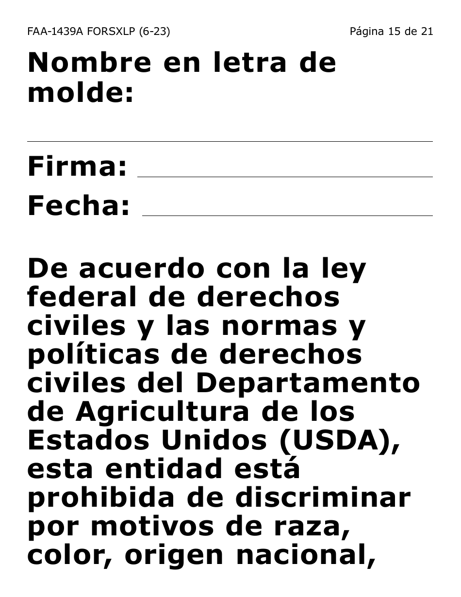 Formulario FAA-1439A-SXLP Declaracion De Sueldo De Empleo Por Cuenta Propia (Letra Extra Grande) - Arizona (Spanish), Page 15