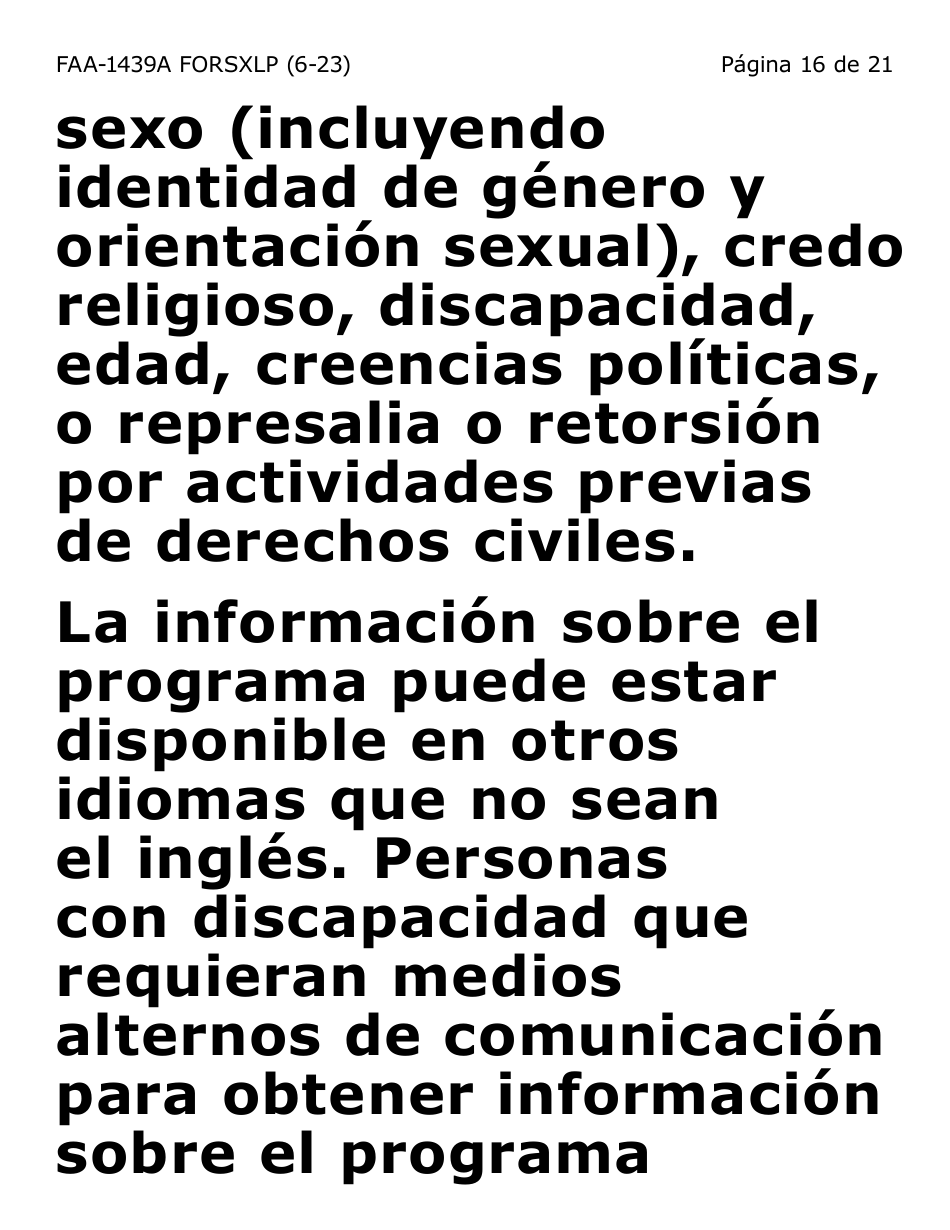 Formulario FAA-1439A-SXLP Declaracion De Sueldo De Empleo Por Cuenta Propia (Letra Extra Grande) - Arizona (Spanish), Page 16