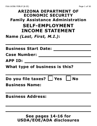 Document preview: Form FAA-1439A-LP Self-employment Income Statement (Large Print) - Arizona