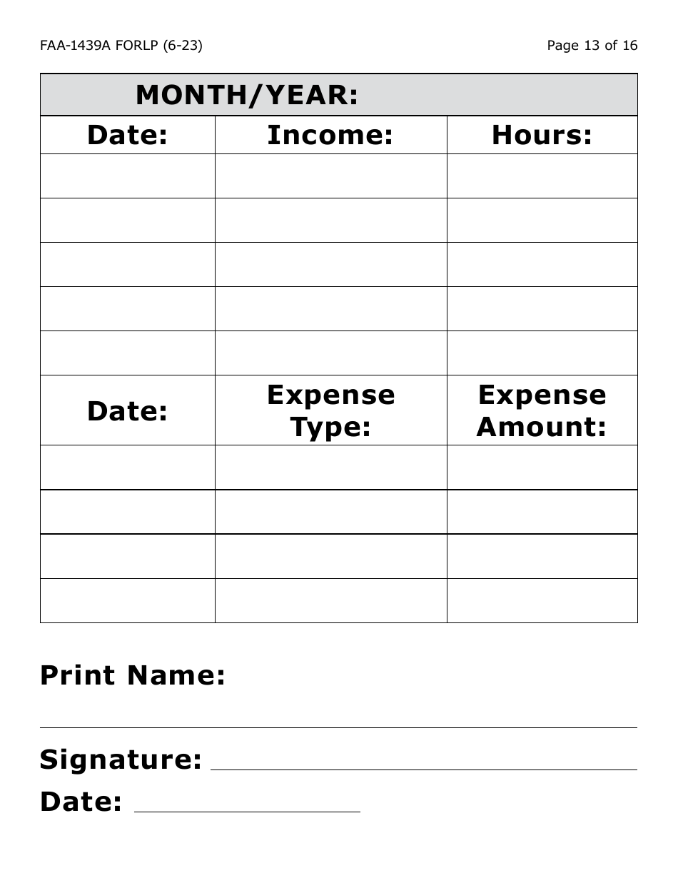 Form FAA-1439A-LP Self-employment Income Statement (Large Print) - Arizona, Page 13