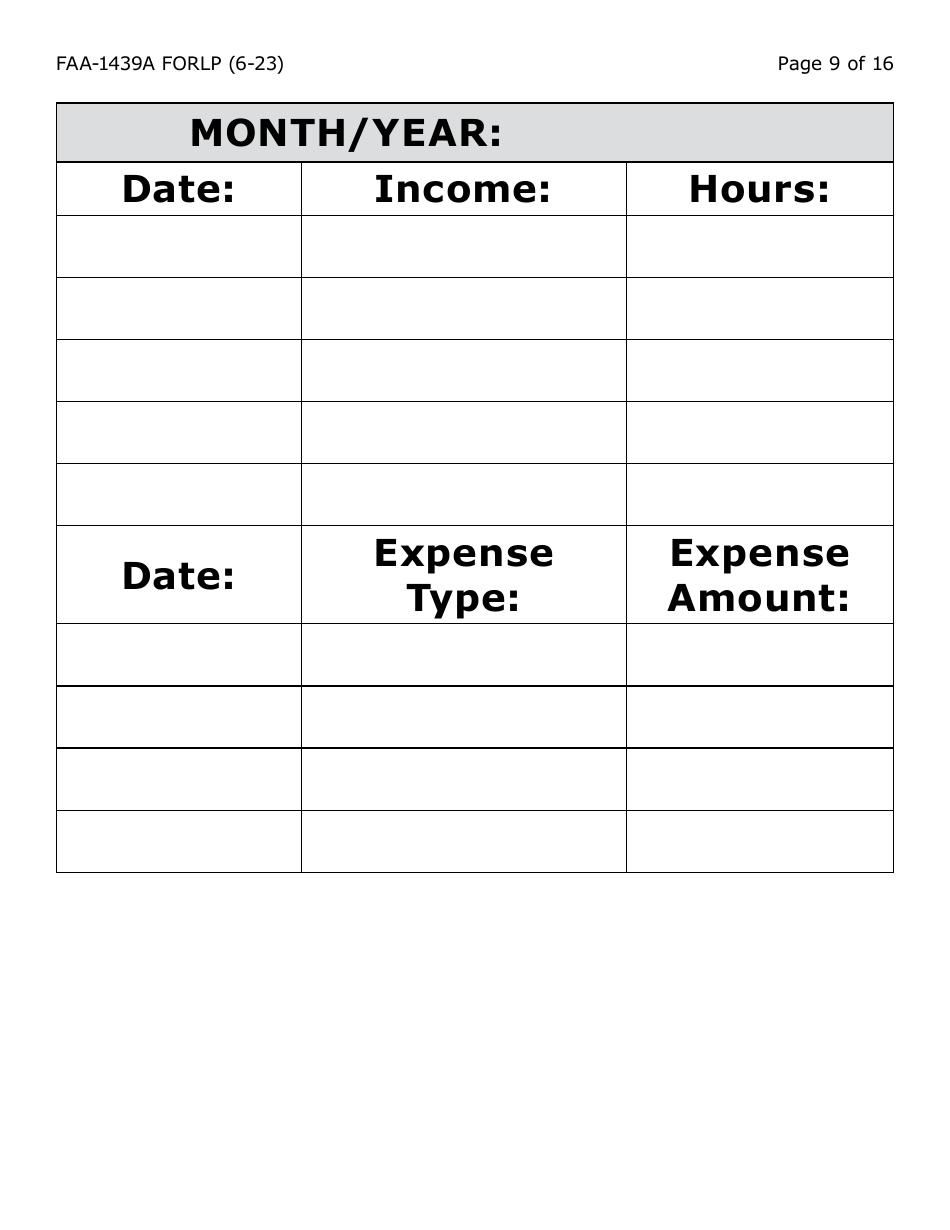 Form FAA-1439A-LP Self-employment Income Statement (Large Print) - Arizona, Page 9