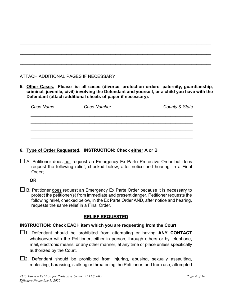 Oklahoma Petition for Protective Order - Fill Out, Sign Online and ...