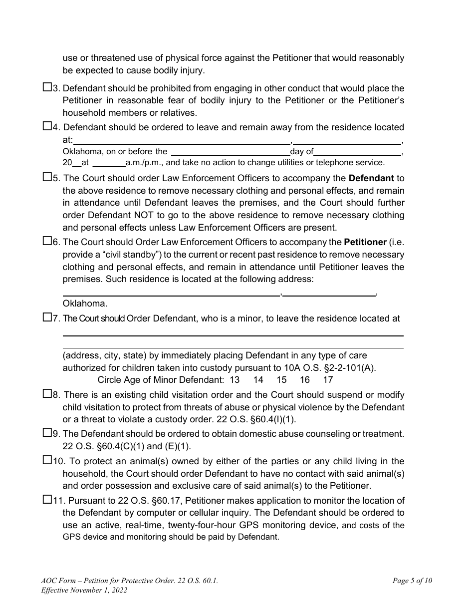 Oklahoma Petition for Protective Order - Fill Out, Sign Online and ...