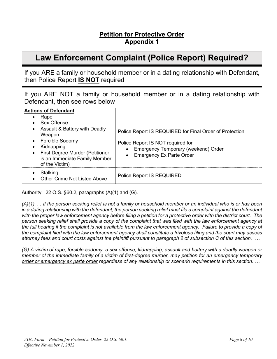 Oklahoma Petition for Protective Order Fill Out, Sign Online and