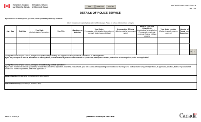 Document preview: Form IMM0150 Details of Police Service - Canada