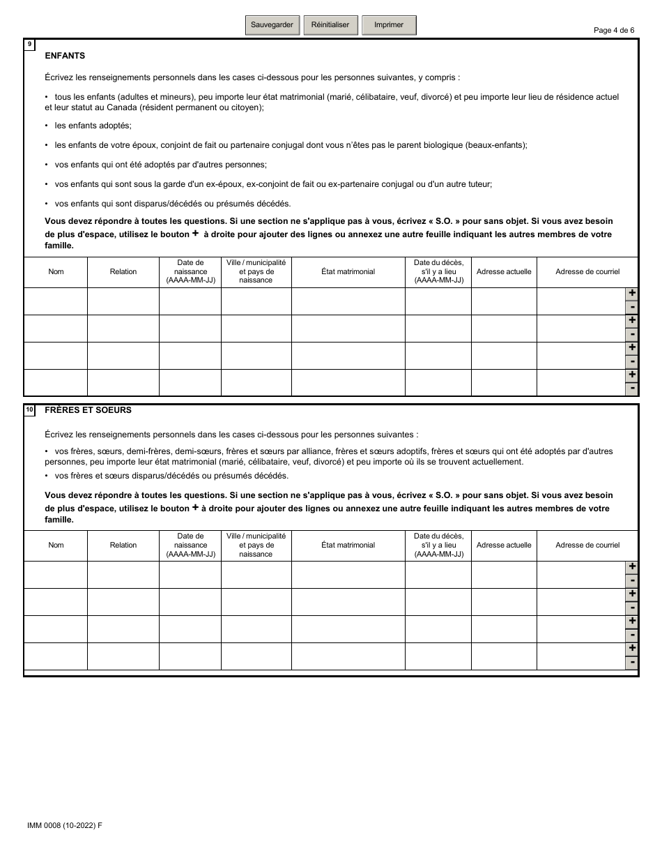 Forme IMM0008 Annexe 2 Refugies Hors Canada - Canada (French), Page 4