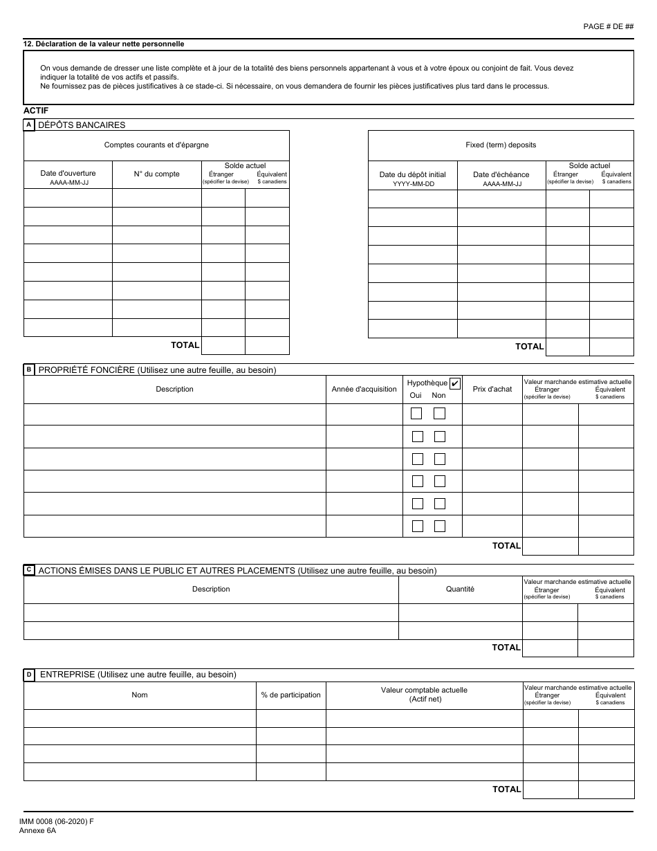 Forme IMM0008 Agenda 6A Gens Daffaires Immigrants - Travailleurs Autonomes - Canada (French), Page 3