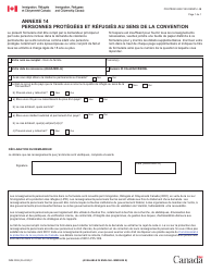 Document preview: Forme IMM0008 Agenda 14 Personnes Protegees Et Refugies Au Sens De La Convention - Canada (French)