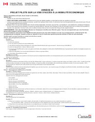 Document preview: Forme IMM0138 Agenda 20 Project Pilote Sur La Voie D'acces a La Mobilite Economique - Canada (French)