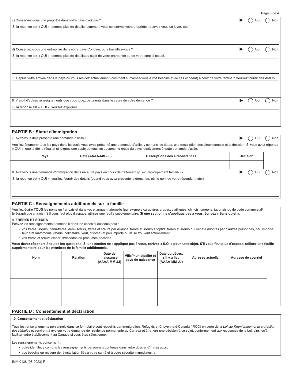 Forme IMM0138 Agenda 20 Project Pilote Sur La Voie Dacces a La Mobilite Economique - Canada (French), Page 3