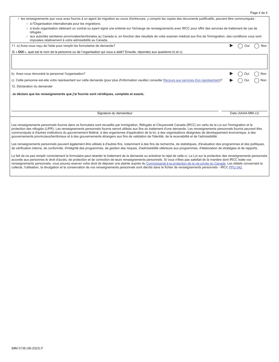 Forme IMM0138 Agenda 20 Project Pilote Sur La Voie Dacces a La Mobilite Economique - Canada (French), Page 4