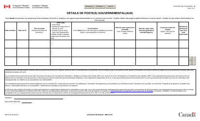 Document preview: Forme IMM0149 Details De Poste(S) Gouvernemental(Aux) - Canada (French)