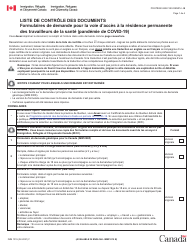 Forme IMM1015 Liste De Controle DES Documents: Formulaires De Demande Pour La Voie D&#039;acces a La Residence Permanente DES Travailleurs De La Sante (Pandemie De Covid-19) - Canada (French)