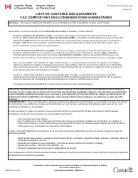 Document preview: Forme IMM5280 Liste De Controle DES Documents - Cas Comportant DES Considerations Humanitaires - Canada (French)