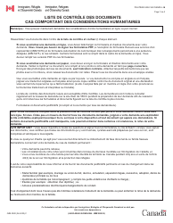 Forme IMM5280 Liste De Controle DES Documents - Cas Comportant DES Considerations Humanitaires - Canada (French)