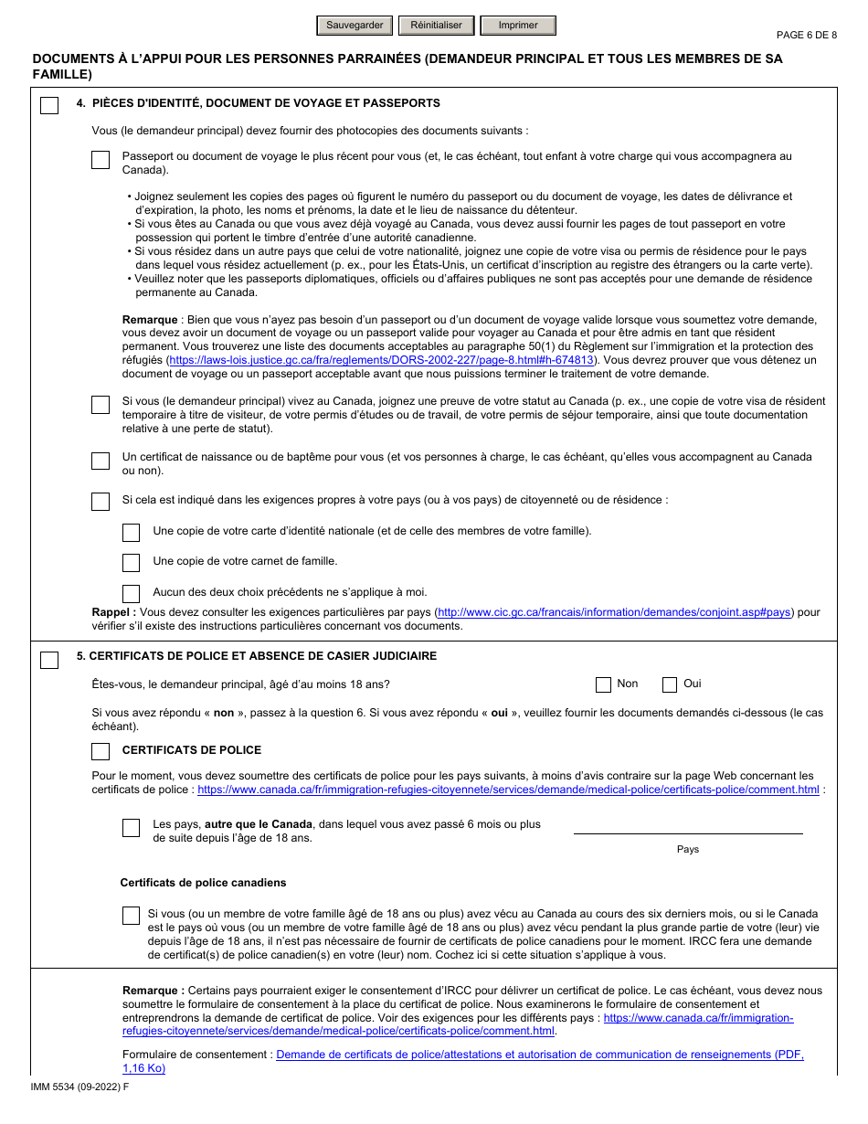 Forme IMM5534 Liste De Verification DES Documents - Enfant a Charge - Canada (French), Page 6