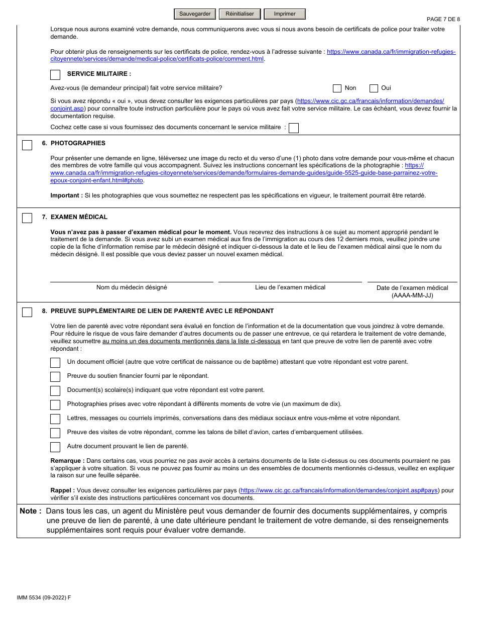Forme IMM5534 Liste De Verification DES Documents - Enfant a Charge - Canada (French), Page 7
