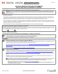 Document preview: Forme IMM5533 Liste De Verification DES Documents Epoux (Incluant Les Enfants a Charge) - Canada (French)