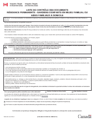 Forme IMM5981 Liste De Controle DES Documents - Gardiens/Gardiennes D&#039;enfants En Milieu Familial Et Aides Familiaux a Domicile - Canada (French)