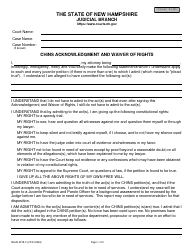 Form NHJB-2218-F Chins Acknowledgment and Waiver of Rights - New Hampshire