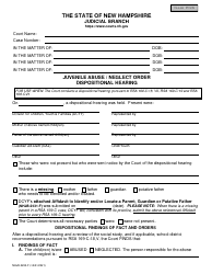 Form NHJB-2224-F Juvenile Abuse/Neglect Order Dispositional Hearing - New Hampshire