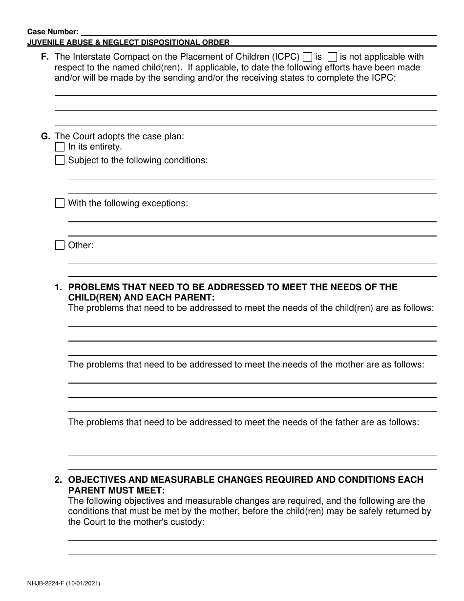 Form NHJB-2224-F Juvenile Abuse / Neglect Order Dispositional Hearing - New Hampshire, Page 3