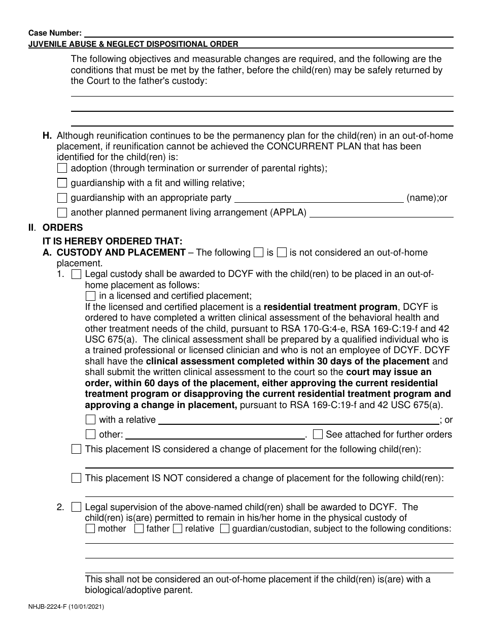 Form NHJB-2224-F Juvenile Abuse / Neglect Order Dispositional Hearing - New Hampshire, Page 4