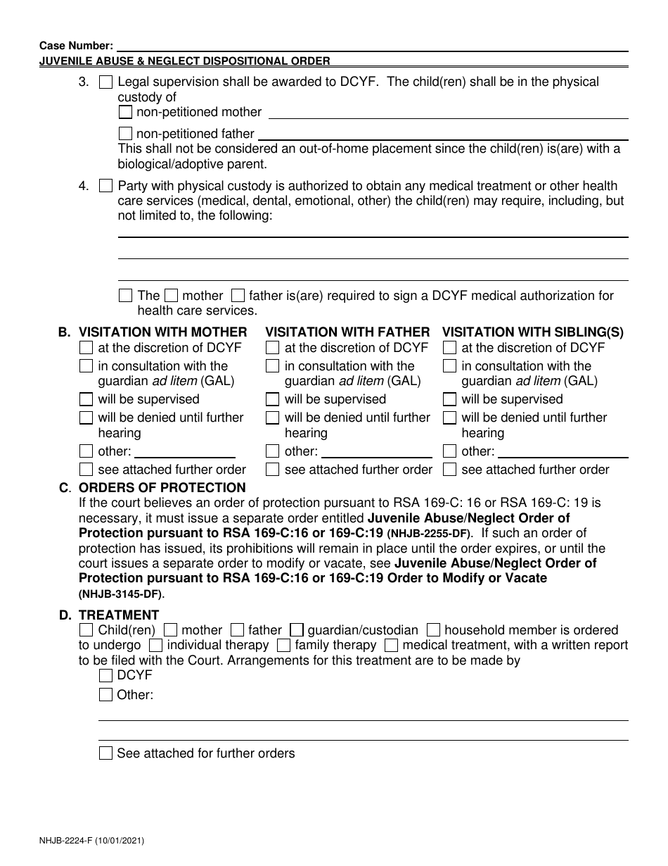 Form NHJB-2224-F Juvenile Abuse / Neglect Order Dispositional Hearing - New Hampshire, Page 5