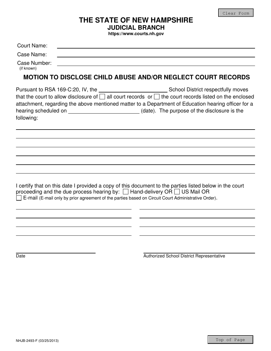 Form Nhjb-2493-f - Fill Out, Sign Online And Download Fillable Pdf, New 