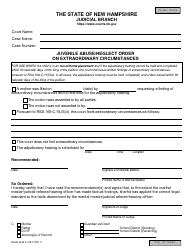 Document preview: Form NHJB-2439-F Juvenile Abuse/Neglect Order on Extraordinary Circumstances - New Hampshire