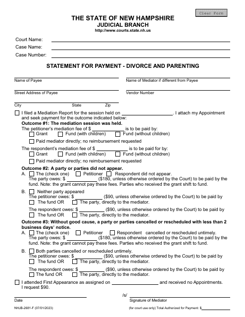 Form NHJB-2681-F  Printable Pdf