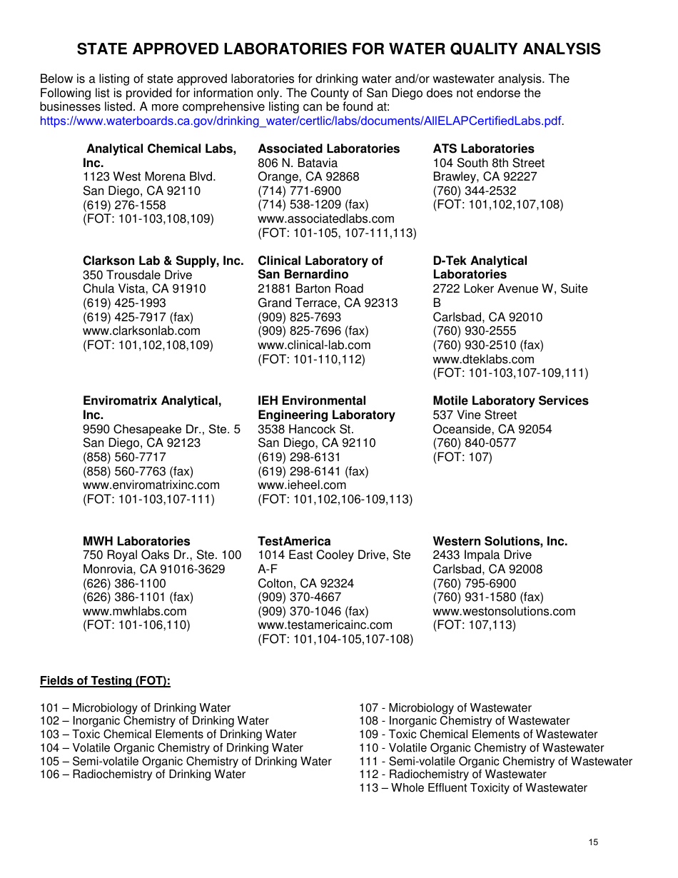 Class B Cottage Food Operation Application Packet - County of San Diego, California, Page 15