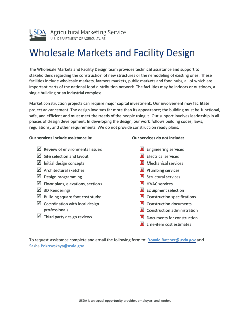 Wholesale Markets and Facility Design Request Form