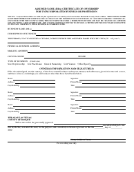 Document preview: Assumed Name (Dba) Certificate of Ownership for Unincorporated Business or Profession - Bosque County, Texas