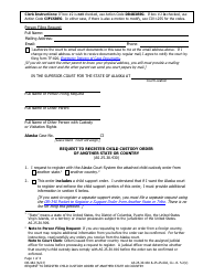 Form DR-482 Request to Register Child Custody Order of Another State or Country - Alaska