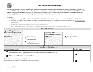 Esg Client File Checklist - California