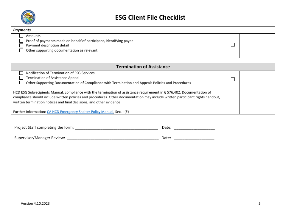 Esg Client File Checklist - California, Page 5