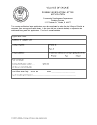 Document preview: Form VOSDOCS-346564 Zoning Verification Letter Application - Village of Skokie, Illinois