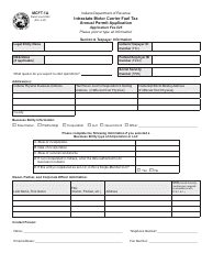 Form MCFT-1A (State Form 53994) Intrastate Motor Carrier Fuel Tax Annual Permit Application - Indiana