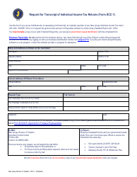 Document preview: Form DCC-1 Request for Transcript of Individual Income Tax Returns - New Jersey