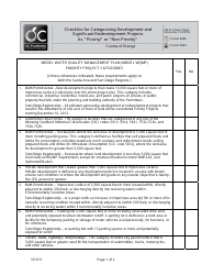 Document preview: Checklist for Categorizing Development and Significant Redevelopment Projects as "priority" or "non-Priority" - Orange County, California
