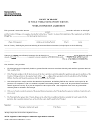 Document preview: Work Completion Agreement - Orange County, California