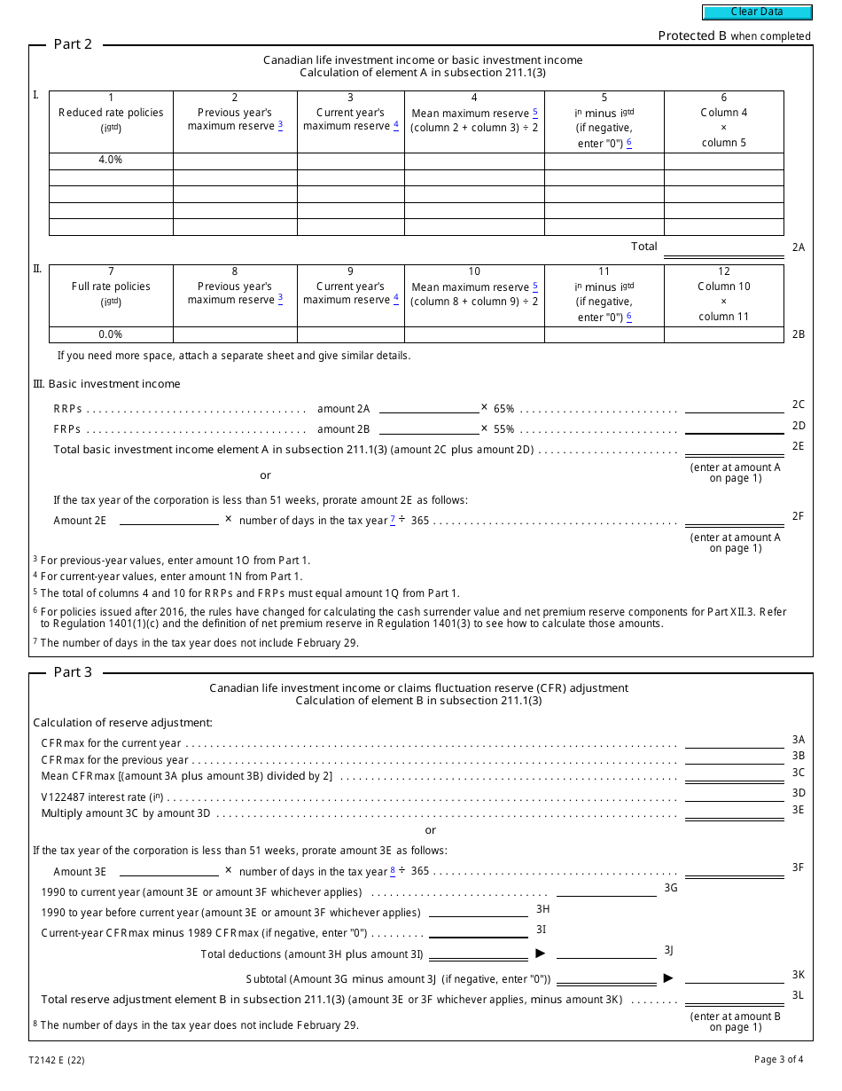 Form T2142 Part XII.3 Tax Return Tax on Investment Income of Life Insurers (2016 and Later Tax Years) - Canada, Page 3
