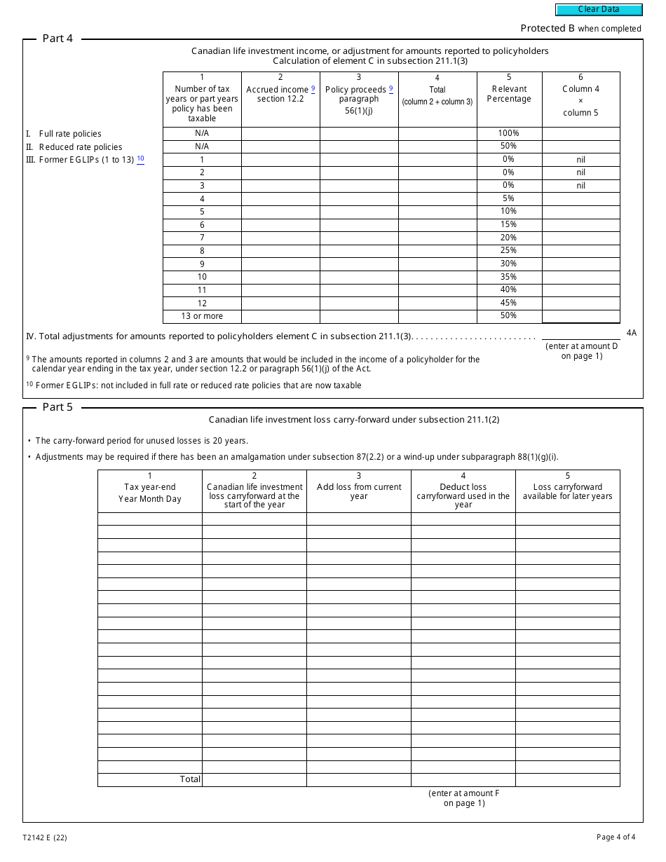 Form T2142 Part XII.3 Tax Return Tax on Investment Income of Life Insurers (2016 and Later Tax Years) - Canada, Page 4
