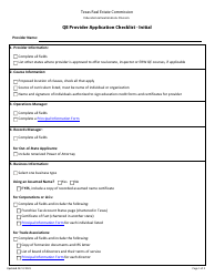 Document preview: Qe Provider Application Checklist - Initial - Texas