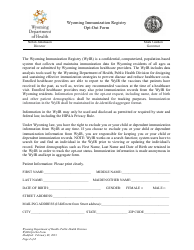 Wyoming Immunization Registry Opt-Out Form - Wyoming