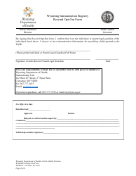 Wyoming Immunization Registry Rescind Opt-Out Form - Wyoming, Page 2