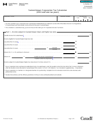 Document preview: Form T2 Schedule 411 Saskatchewan Corporation Tax Calculation (2022 and Later Tax Years) - Canada